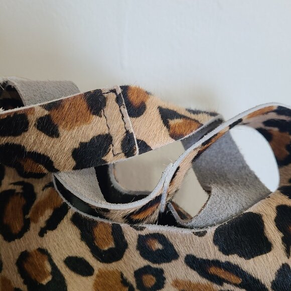 Ann Mashburn Bucket Bag Leather Leopard Print Pony Hair Purse Italy - Picture 7 of 7